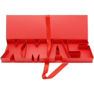 Alkiuyfv XMAS Empty Gift Box, Cardboard Letter Fillable Empty to Fill Christmas Gifts, Sweets Packaging Decorative (RED)