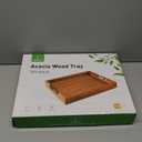 Joy&Grace Ottoman Tray for Living Room, Large Acacia Wooden Serving Tray with Handles for Coffee Table, Breakfast in Bed, Food Dinner, Decorative Tray (Color Natural, 16.7" x 12.8" x 2")