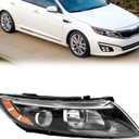 Headlight Assembly Compatible with 2014 2015 Kia Optima Halogen Headlights Assembly w/Bulbs Replacement Headlamp 921024C500 with Connector Adapter (Right Passenger Side)