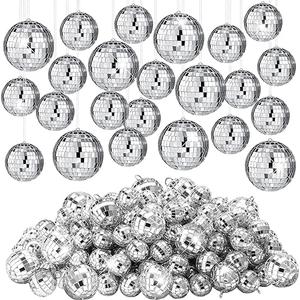 Funtery 100 Pcs Mirror Disco Balls Bulk Assorted Silver Hanging Disco Ball Decor for Home Wedding Birthday Dance Music 70 S Theme Party Christmas Tree Ornaments(1.2'', 2'')