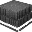 SUPERJARE 0.79'' Extra-Thick Exercise Equipment Mats, 18 Pcs 72 Sq Ft Rubber Top Floor Tiles with High Density EVA Foam, Interlocking Gym Flooring for Home Gym, Workout Mat, Black/Grey