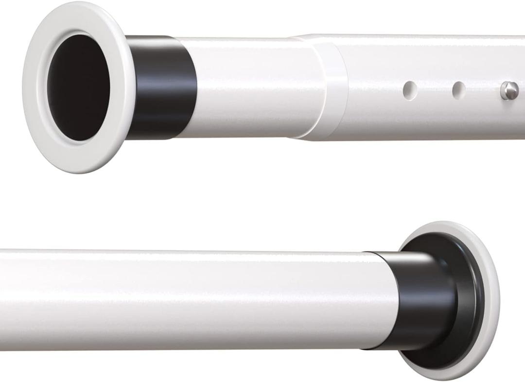 Oxdigi Room Divider Tension Curtain Rod Long / 102.4-122.1 inches Large No Drilling Adjustable Window Curtain Rod for Bathroom, Shower Indoor Decor/Cream White