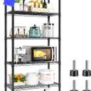 5 Tier Shelving Unit Wire Rack, Heavy Duty Adjustable Shelf Rolling Storage Shelves with Wheels, 14" D x 30" W x 60" H 750 lbs Capacity Kitchen Garage Pantry Shelves for Small Spaces
