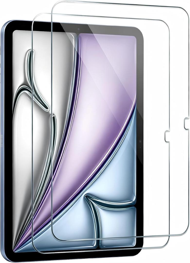 Juvraixo 2 Pack Screen Protector for iPad Air 11 Inch M4/M3/M2 | (8th/7th/6th Generation, 2026/2025/2024) 9H Tempered Glass [Face ID & Apple Pencil Compatible] HD Clear Case Friendly