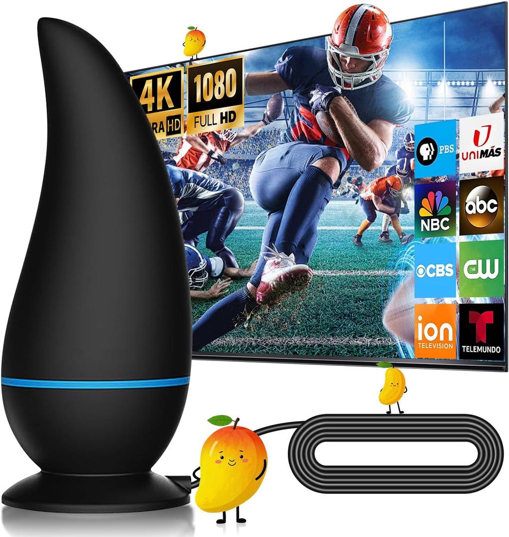 Digital TV Antenna Indoor - 8K 4K 1080P Outdoor HD Digital, 750+ Miles Range, Amplified Signal Antenna, Reception 18FT Coax Cable for Smart/Old TV & Free Local Channels