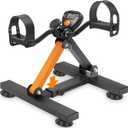 Under Desk Exercise Bike, Pedal Exerciser With Adjustable Heights, Foldable Cycle for Office, Stable Suction Cups Peddler for Seniors, Fitness Bike for Arm & Leg Workout (Orange)