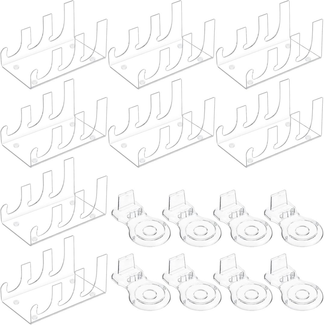 16 pack Acrylic China Dinnerware Display Stand 8 Pcs 3 Tiers Clear Plate Dish Platters Setting Holder and 8 Pcs Tea Cup Saucer Stand for Kitchenware Tableware Display Organizer