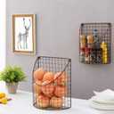 MyGift Antique Copper Metal Wire Wall Mounted Home and Kitchen Pantry Basket Organize, Fruit Basket and Produce Storage Bins, Set of 2