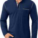 Sailwind Men's Henley Shirts Long Sleeve Button T-Shirt Casual Stylish Cotton Pullover Shirt with Pocket (L)