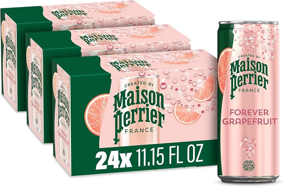 Maison Perrier Forever Grapefruit Flavored Sparkling Water, 11.15 Fl Oz Cans, 8 Count, 3 Pack BB 03/11/27