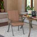Arden 2-Pack Outdoor Patio Dining Chair Cushion, 20x44, Rain-Proof Seat Pad, Fade-Resistant Outdoor Cushion Rust Red Brushed Texture