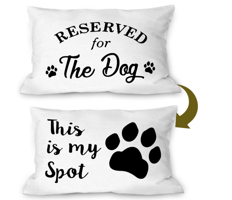 Burosev Reserved for The Dog Reversible Soft Pillow Covers Double-Sided, Funny Pet Paw This is My Spot Decorative Pillowcase, Pet Dog Lover Decor Decorations for Home Bedroom Living Room（12 × 20 Inch）