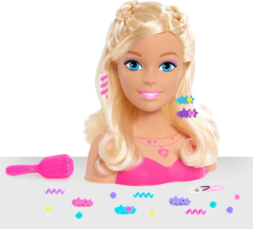 Barbie Fashionistas 8-Inch Styling Head, Blonde, 20 Pieces Include Hair Styling Accessories, Kids Toys for Ages 3 Up by Just Play
