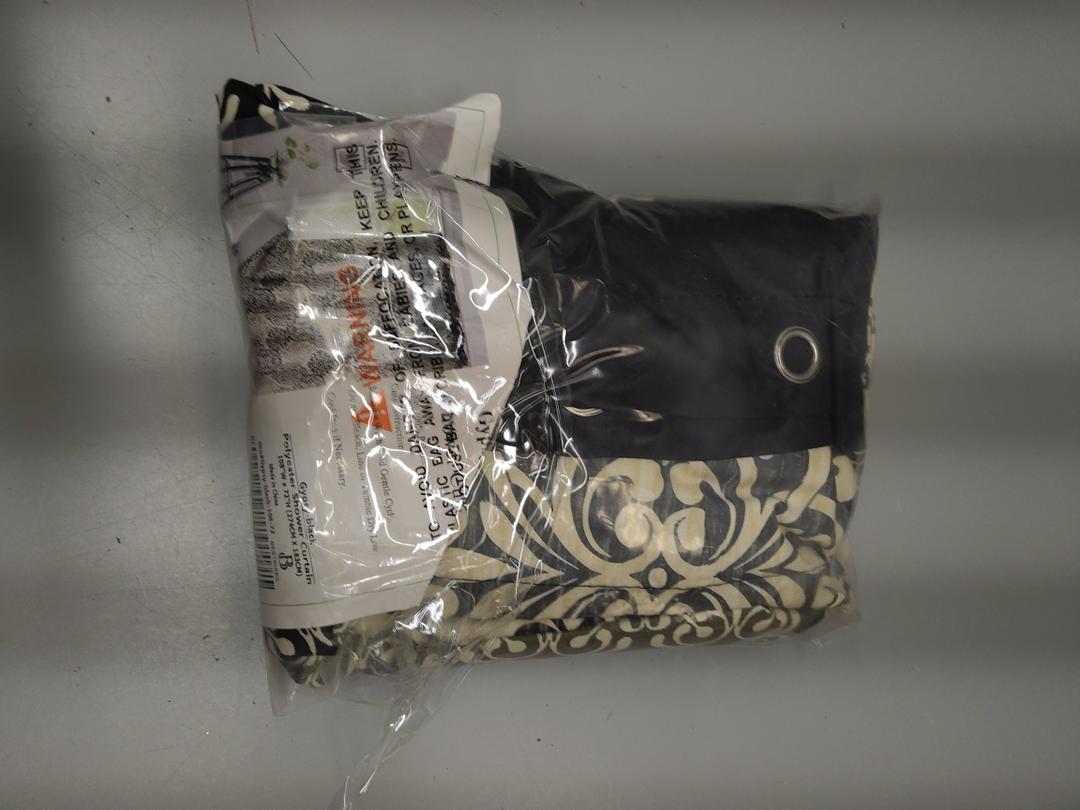 BESTRIPES Fabric Shower Curtain, Black and Beige Boho Medallion Print Shower Curtains for Bathroom, 72" W x 72" H