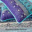 WONGS BEDDING Boho Queen Quilt Set, Blue Purple Bohemian Queen Quilt Bedding Set, Lightweight Microfiber Bed Decor Bedspread for All Season 96"x90"(3 Pieces)
