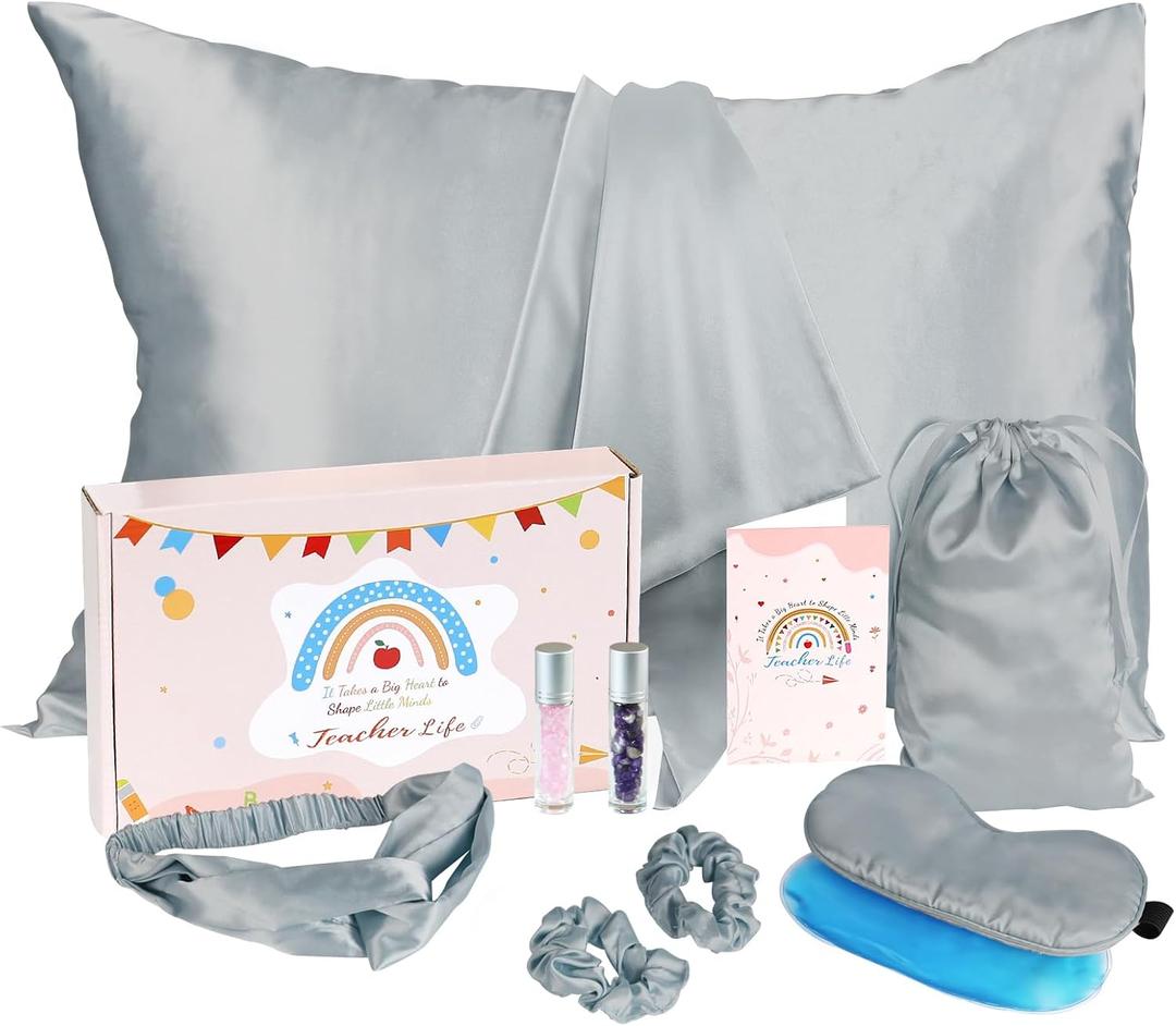 Teacher Gifts for Women, Teacher Appreciation Gifts, Teacher Birthday,Back to School Present for New Teacher,End of Year Thank You Present Ideas for Retirement Teacher,Satin Pillowcase Set