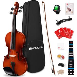 Vangoa 1/4 Violin Set for Beginners, Fiddle Quarter Size with Hard Case, Rosin, Tuner, Mutes, Shoulder Rest, Strings, Notes Stickers (Imprinted Finger Guide on Fingerboard)