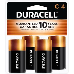 Duracell Coppertop C Batteries, 4 Count Pack, C Battery with Long-lasting Power, All-Purpose Alkaline C Battery for Household and Office Devices