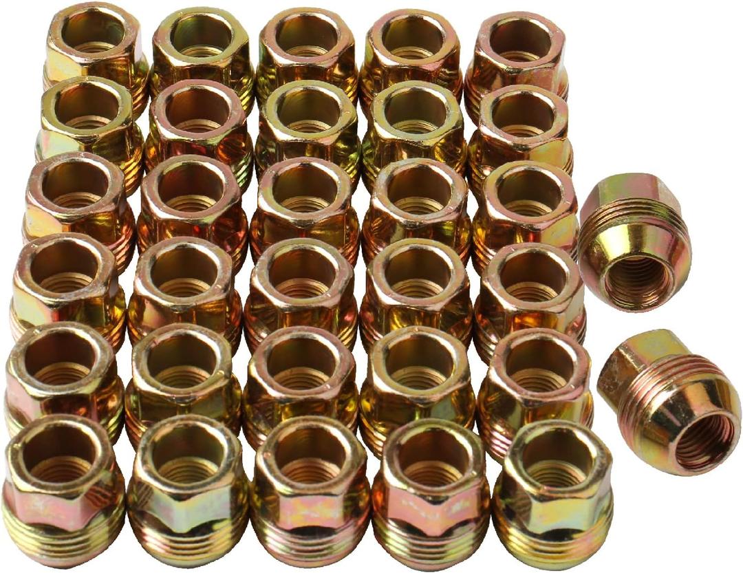 Set of 32, 14mmx1.5 OEM Factory 8 Lug Wheel Nuts Replacement for Sliverado Sierra 2500HD 3500HD Yukon Avalanche Suburban Express 2500 C2500 K2500 M14x1.5 Studs with 8 Lug Wheel