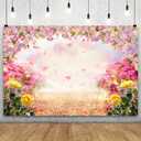 YongFoto 20x10ft Spring Floral Backdrop Pink Yellow Flowers Petal Rainbow Wonderland Dreamy Photography Background Baby Shower Girl Princess Birthday Party Kids Adults Portrait Photo Studio Props