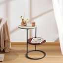 Round Side Table, Modern End Tables Living Room Furniture, Wood Nightstand Small Bedside Table, Unique Accent Tables Bedroom Furniture,Farmhouse Small Couch Side Table,Modern End Table Kids Room