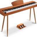 MOSEN Digital Piano, 88 Key Weighted Keyboard, Progressive Hammer Action, Electric Piano for Beginner, 128 Voices, 3-Pedal, Music Stand, Recording, USB-MIDI MP3 Connecting, MDP-88N, Wood Brown