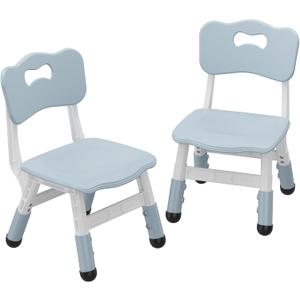 2-Pack Adjustable Kids Chairs, 3-Level Height Plastic Toddler Chair with Non-Slip Base & Stackable Design, for Home School Classroom Daycare Indoor Outdoor Use, Ages 2-8, Grey
