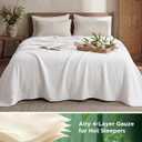 Bedsure Cooling Muslin Blanket Queen Size for Bed, Summer Gauze Blanket for Adults, 55% Rayon Derived from Bamboo & 45% Cotton, Breathable Lightweight Soft for Hot Sleepers, White, 90x90 Inches