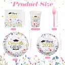 Kochorie 144 Pieces Floral Graduation Party Decorations, Class of 2026 Pink Wildflower Congrats Grad Tableware Sets Including Paper Plates Napkins Cups Forks for Women College High School, Serves 24