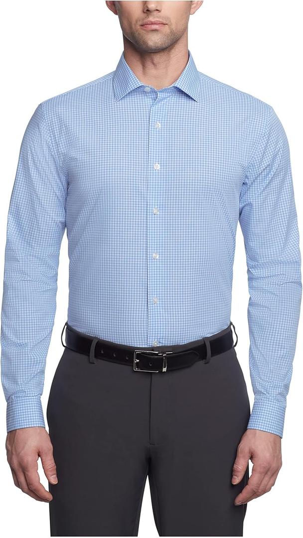 Kenneth Cole Mens Dress Shirt Slim Fit Checks and Stripes (Patterned), Small