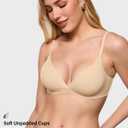 INLYRIC Women's Inbarely Triangle Bralette Comfortable Unlined V Neck Wireless Smoothing Bra Top Stretch (Beige)