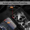 Case for Samsung Galaxy S23 Ultra,Tempered Glass Back Cover,Side Soft TPU Bumper Cutting Groove Anti-Skid Design Protective Cover for Samsung S23 Ultra,Skull
