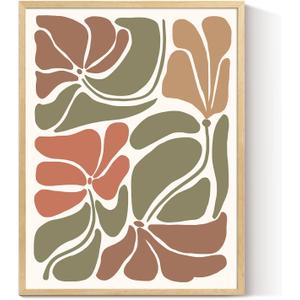 InSimSea Framed Canvas Wall Art Prints, Wall Art for Living Room Bedroom, Beige Abstract Floral Botanical Painting Decor, Classic Retro Rustic Farmhouse Wall Shelf Decor, 12x16inch