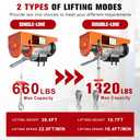 Electric Hoist, 1320 Lbs Electric Hoist Winch 110v with Remote Control, Single/Double Slings 39.4ft Lifting Height with 11.5 Ft Power Cord for Garage, Factories, Warehouses