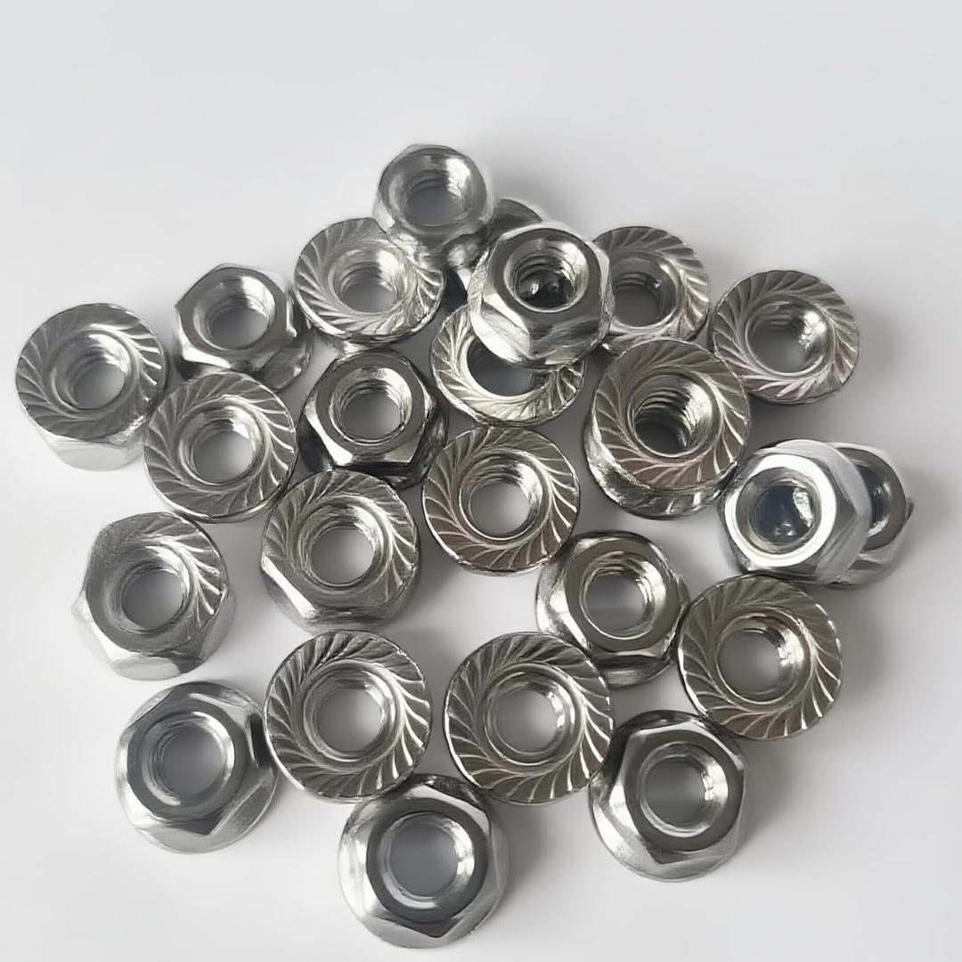 3 x 1/4-20 Serrated Flange Hex Lock Nuts, 80PCS 304 Stainless Steel Locknuts,Plain Finish, UNC Nuts Fasteners, Replacement Nut for Industrial & Home Use