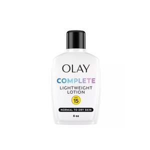 Olay Face Moisturizer, Complete with Sunscreen SPF 15, Daily Facial Lotion for Normal Skin, Lightweight Hydrating Broad Spectrum Sun Protection  Vitamin C, E, and Niacinamide  6 Oz 2 Pack