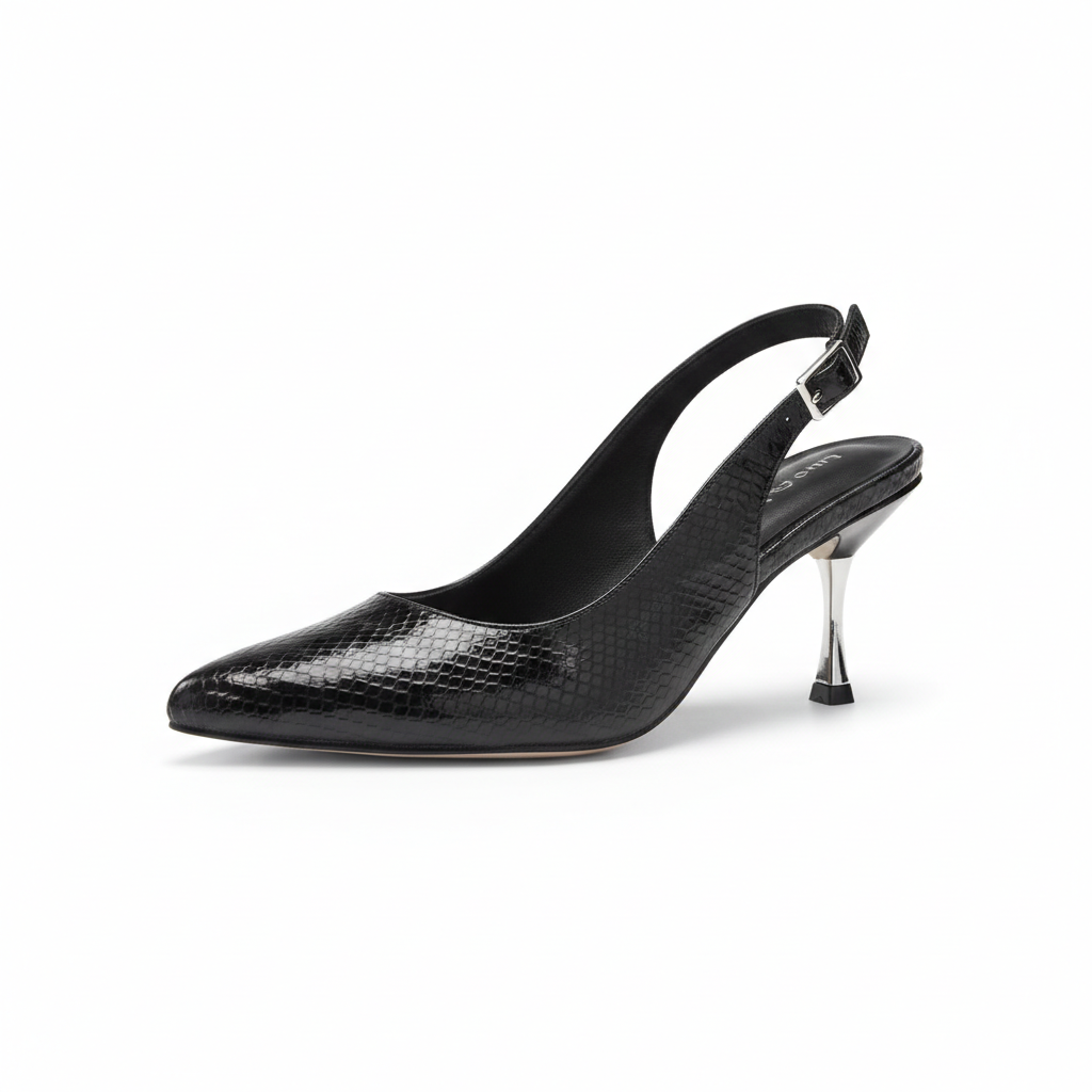 DREAM PAIRS Women's Heels Slingback Stiletto Pumps Shoes Pointed Closed Toe Kitten Heels Dress Bridal Elegant Wedding Sexy Party (6.5, Black-pat)