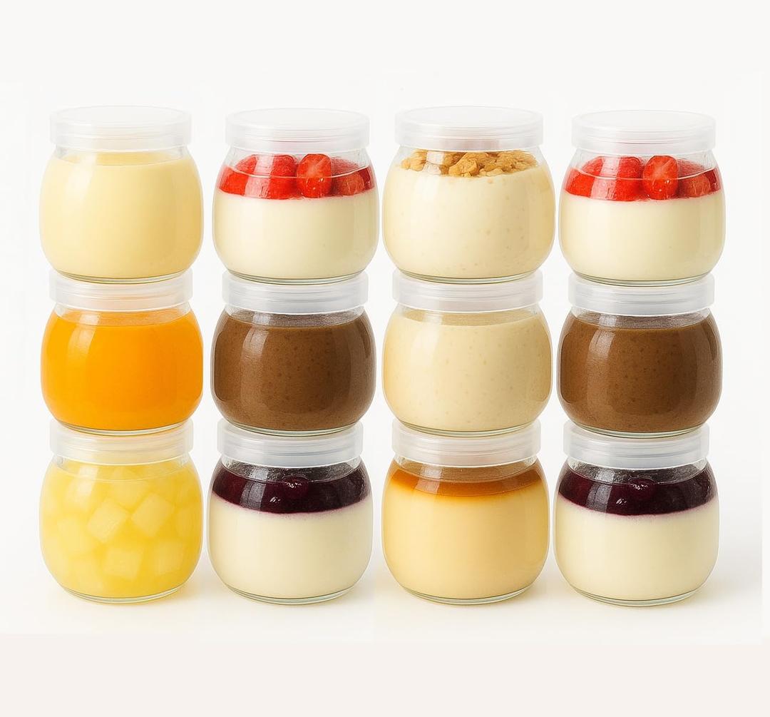 Baby Food Storage Containers,12 Pack Baby Food Containers with Lids,4 oz Glass Baby Food Jars,Small Snack Containers for Toddlers,Thickened Baby Food Storage Containers for Infant and Baby (4 oz)