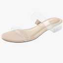 Size 7 Ankis Women Black White Nude Clear Heels Sandals - 1 Inch Heels for Women Low Chunky Block Heels Comfortable Two Strap Open Toe Flat Sandals Shoe for Dressy Wedding Summer