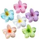 Sisiaipu Flower Hair Clips for Women 6 Pcs Hawaiian Large Claw Clips Plumeria Medium Hair Claw Clips for Thick Thin Hair Hibiscus Tropical Beach Hair Accessories for Women Girls and Girls (PS)