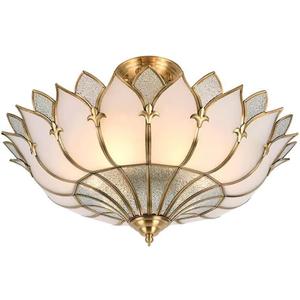 Petal Brass Semi-Flush Mount Ceiling Light, Glass Ceiling Light Fixture for Living Room Hall Bedroom, 4 Lights