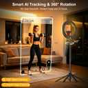 Vlogging Kit for iPhone Tripod with Ring Light 10", Smart Auto Face Tracking Tripod with Remote Control, One-Key Auto-Deploy, Phone Holder for Video Recording, Live Streaming