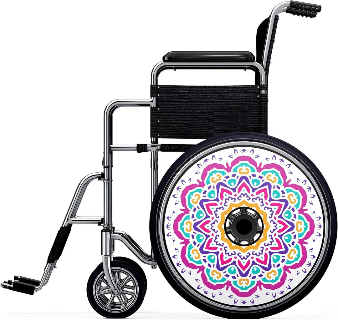 AELS Wheelchair Wheel Covers, Wheelchair Accessories Wheelchair Cover 1 Pair, Protective Covers for 22" Wheels, Easy Install & Remove, Decorative Wheel Covers, Mandala Pattern