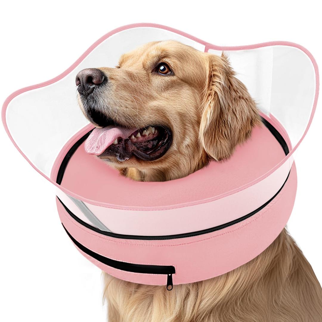 Supet Raised Inflatable Dog Cone Collar to Stop Licking, Soft Dog Cone Alternative After Surgery, Pet Neck Donut Collar for Large Dogs, Size: L(Neck 12"-16")