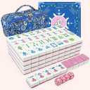 American Mahjong Tile Set, 166 Tiles (1.2), Mahjong Tile Set with Carrying Bag, Dice, Mat, Cute Mini Tiles, Portable Travel Complete Game Set for Home Outdoor Enthusiast Gift Starlight Pink, 0.5 inches x 0.8 inches x 1.2 inches