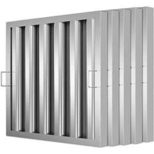 Stainless Steel Commercial Kitchen Hood Filter 19.5W x 19.5H Inch Range Hood Baffle Grease Rated Commercial Kitchen Exhaust Hood 5 Grooves Hood Filter (5 Pack)