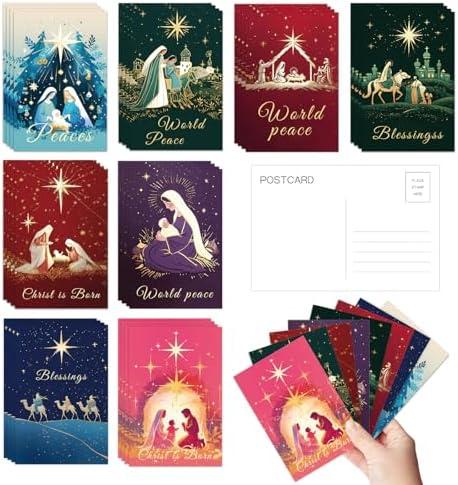 Tlenpo 32 Christian Christmas Postcards, Religious Christmas Cards, Easter Greetings Cards, Xmas Cards for Friends Relatives, 4 x 6 Inch, (Pack Of 4) Tlenpo 32 Christian Christmas Postcards, Religious Christmas Cards, Easter Greetings Cards, Xmas Cards for Friends Relatives, 4 x 6 Inch, (Pack Of 4)