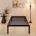 Heavy Duty Twin Bed Frame No Box Spring Needed, 14 Inch Metal Platform Bed Frame Twin Support Up to 2500 lbs, Easy Assembly, Noise Free, Black