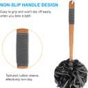 AmazerBath Shower Sponge Loofah Back Scrubber, PE Soft Mesh Loofah Body Scrubber with Long Wooden Handle, Bath Sponge for Men Women (Black)