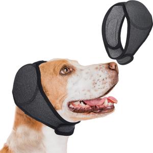 Dog Ears Cover, Noise Protection Cover Waterproof Snoods Adjustable Dog Ear Muffs Dogs Quiet Calming Hood Ear Head Wrap for Noise, Bath, Grooming, Anxiety Relief (Gray, Large)